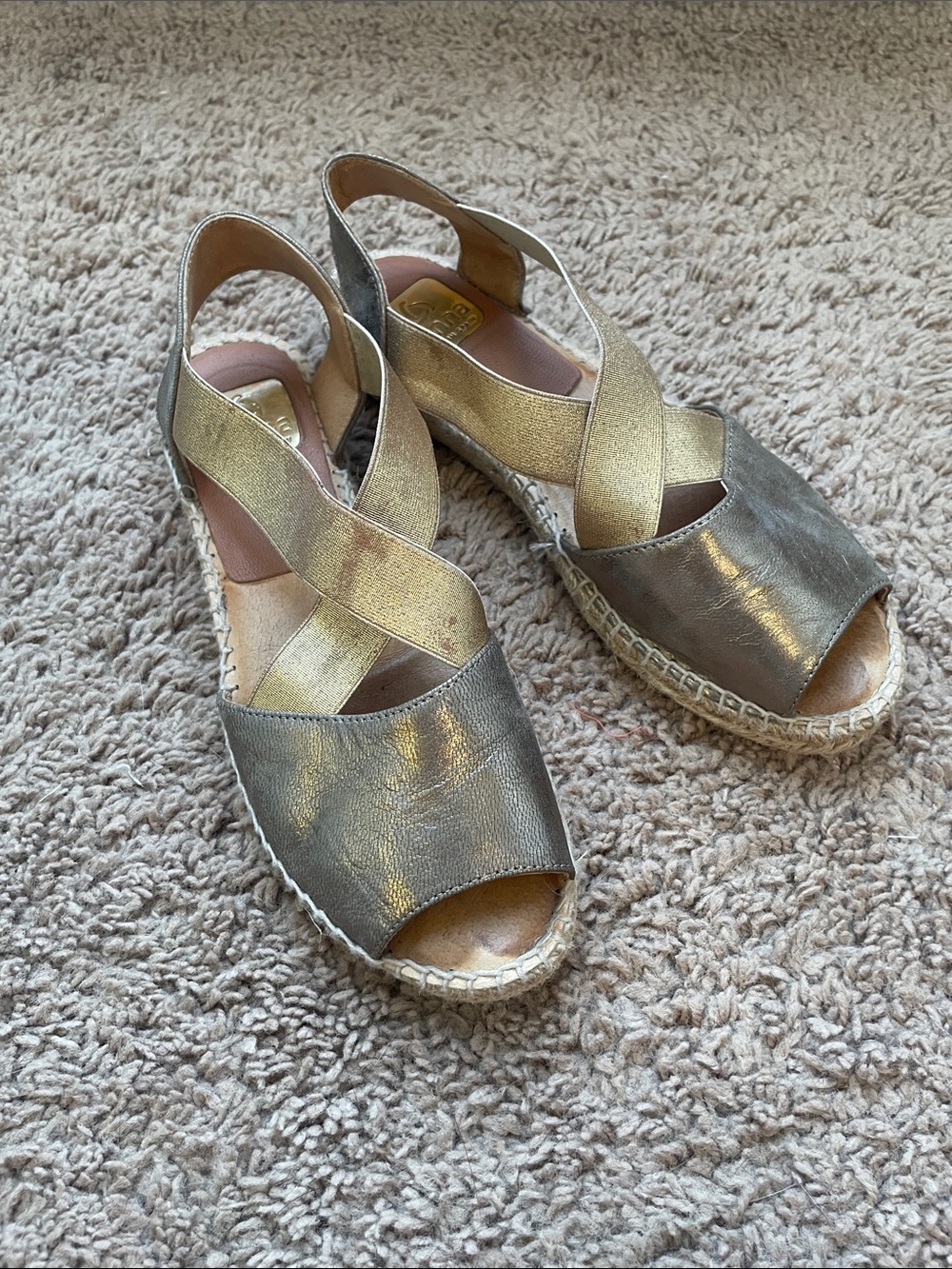kanna Metallic Gold and Silver Crisscross Espadrilles